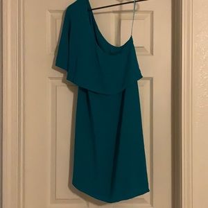 Loft One Shoulder Teal Dress